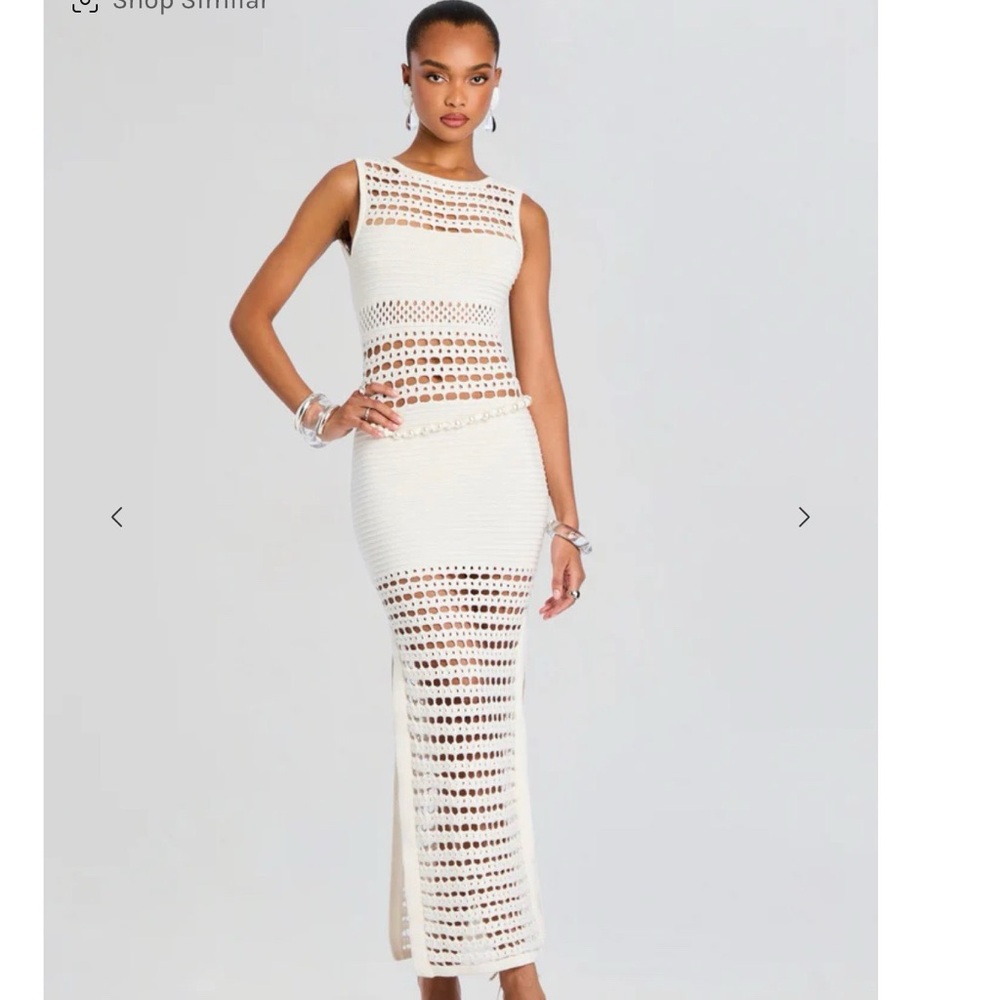 Retrofete White Crochet Maxi Dress